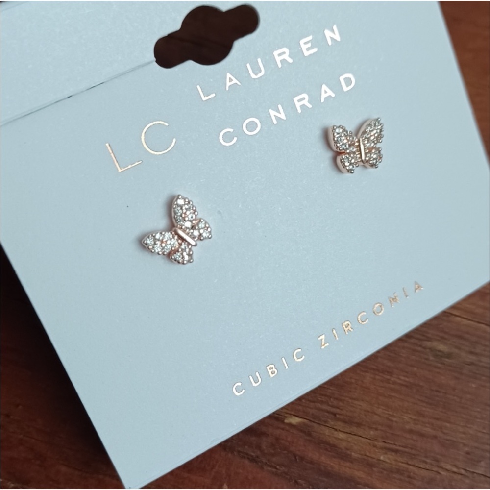 LC Lauren Conrad Sparkling Butterfly Earrings - Picture 4 of 4
